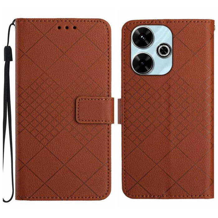Funda de cuero para teléfono con textura de cuadrícula rómbica, For Redmi A7 Pro 171mm / Poco C85x 5G, For Redmi Note 15 Pro+ 5G Global 163.3mm, For Redmi Note 15 5G Global 164mm, For Redmi Note 15 Pro 4G Global 163.2mm                                 ...