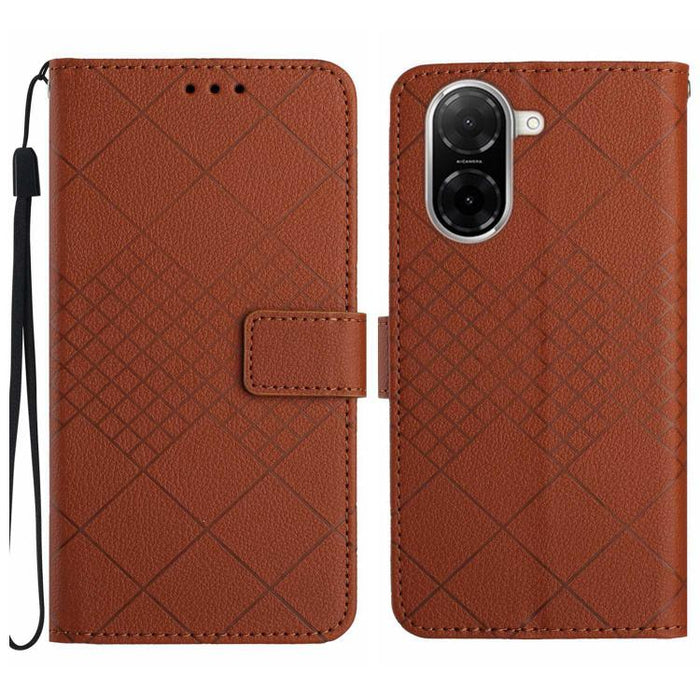 Funda de cuero para teléfono con textura de cuadrícula rómbica, For Redmi A7 Pro 171mm / Poco C85x 5G, For Redmi Note 15 Pro+ 5G Global 163.3mm, For Redmi Note 15 5G Global 164mm, For Redmi Note 15 Pro 4G Global 163.2mm                                 ...