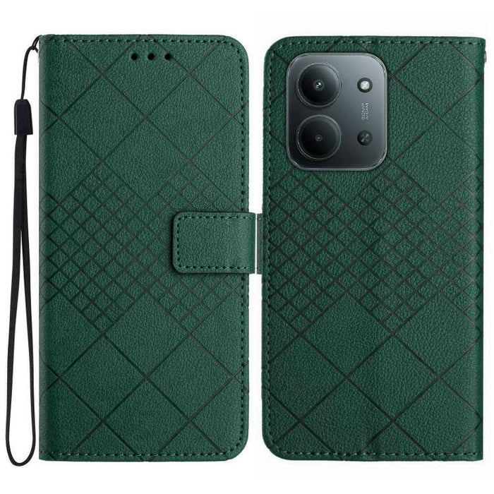 Funda de cuero para teléfono con textura de cuadrícula rómbica, For Redmi A7 Pro 171mm / Poco C85x 5G, For Redmi Note 15 Pro+ 5G Global 163.3mm, For Redmi Note 15 5G Global 164mm, For Redmi Note 15 Pro 4G Global 163.2mm                                 ...