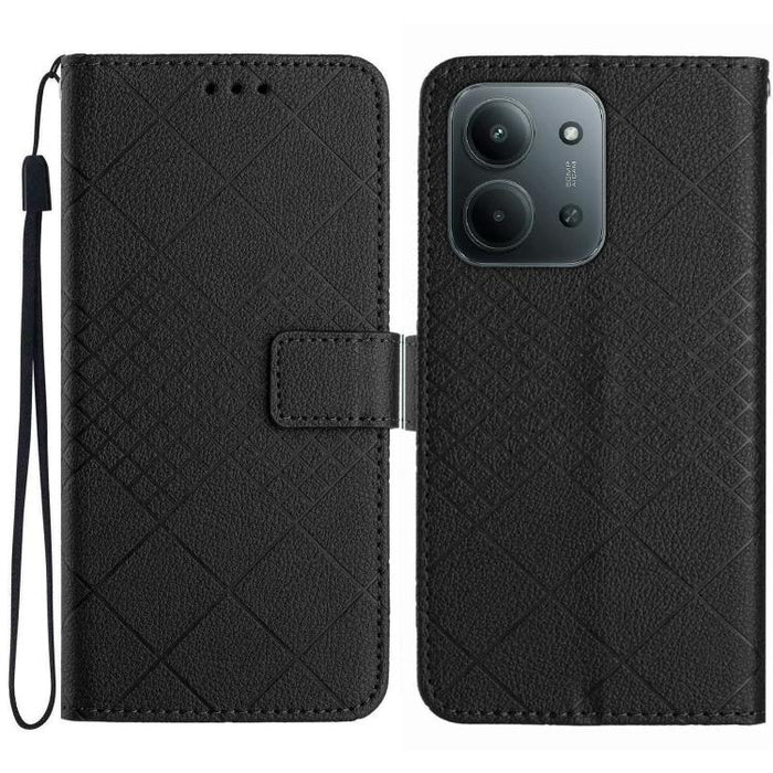 Funda de cuero para teléfono con textura de cuadrícula rómbica, For Redmi A7 Pro 171mm / Poco C85x 5G, For Redmi Note 15 Pro+ 5G Global 163.3mm, For Redmi Note 15 5G Global 164mm, For Redmi Note 15 Pro 4G Global 163.2mm                                 ...