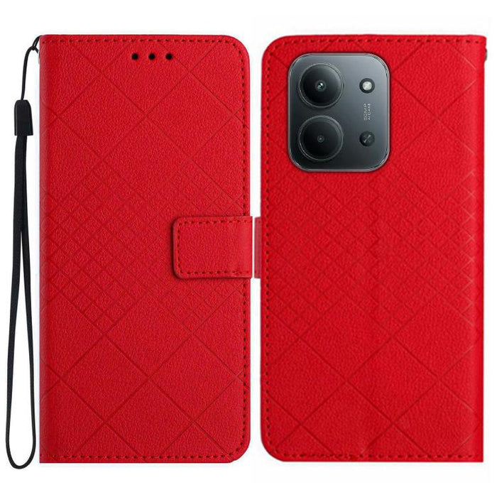 Funda de cuero para teléfono con textura de cuadrícula rómbica, For Redmi A7 Pro 171mm / Poco C85x 5G, For Redmi Note 15 Pro+ 5G Global 163.3mm, For Redmi Note 15 5G Global 164mm, For Redmi Note 15 Pro 4G Global 163.2mm                                 ...
