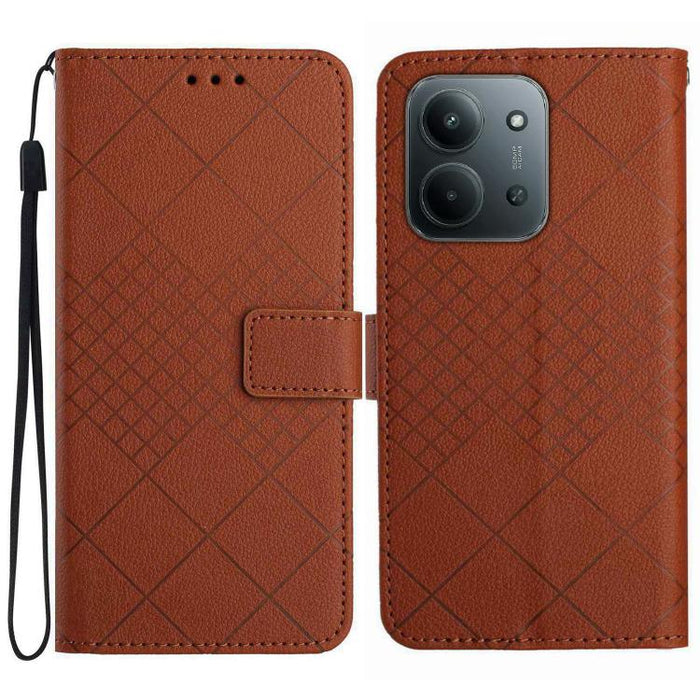 Funda de cuero para teléfono con textura de cuadrícula rómbica, For Redmi A7 Pro 171mm / Poco C85x 5G, For Redmi Note 15 Pro+ 5G Global 163.3mm, For Redmi Note 15 5G Global 164mm, For Redmi Note 15 Pro 4G Global 163.2mm                                 ...