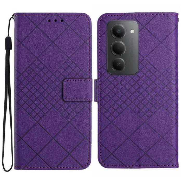 Funda de cuero para teléfono con textura de cuadrícula rómbica, For Redmi A7 Pro 171mm / Poco C85x 5G, For Redmi Note 15 Pro+ 5G Global 163.3mm, For Redmi Note 15 5G Global 164mm, For Redmi Note 15 Pro 4G Global 163.2mm                                 ...