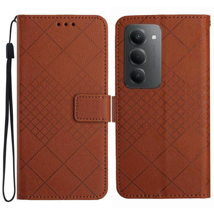 Funda de cuero para teléfono con textura de cuadrícula rómbica, For Redmi A7 Pro 171mm / Poco C85x 5G, For Redmi Note 15 Pro+ 5G Global 163.3mm, For Redmi Note 15 5G Global 164mm, For Redmi Note 15 Pro 4G Global 163.2mm                                 ...
