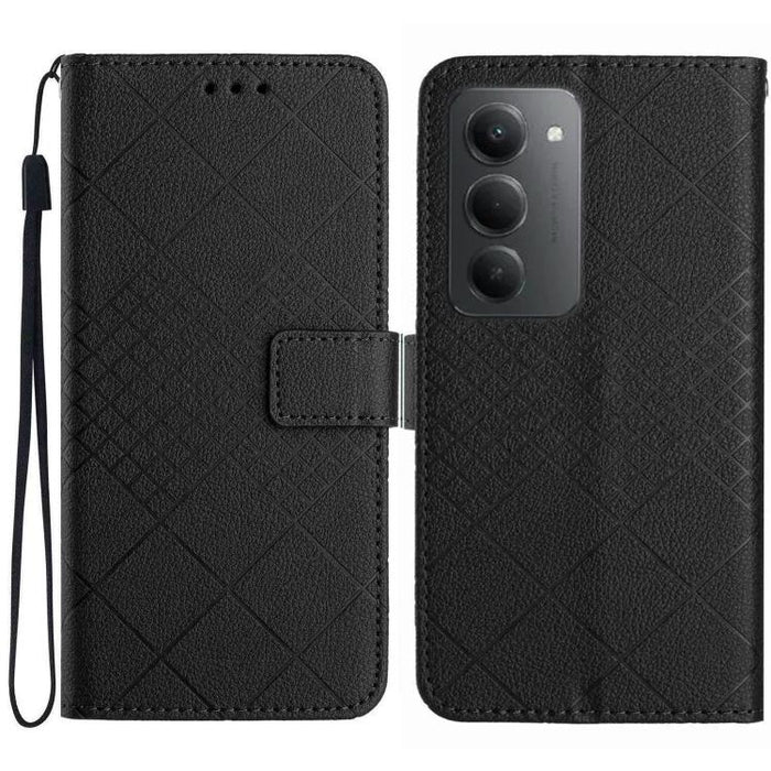 Funda de cuero para teléfono con textura de cuadrícula rómbica, For Redmi A7 Pro 171mm / Poco C85x 5G, For Redmi Note 15 Pro+ 5G Global 163.3mm, For Redmi Note 15 5G Global 164mm, For Redmi Note 15 Pro 4G Global 163.2mm                                 ...