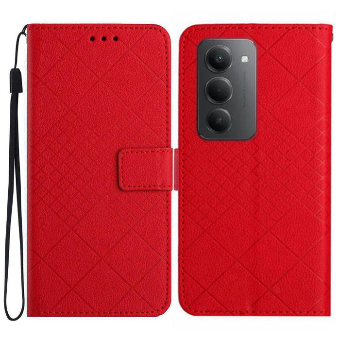 Funda de cuero para teléfono con textura de cuadrícula rómbica, For Redmi A7 Pro 171mm / Poco C85x 5G, For Redmi Note 15 Pro+ 5G Global 163.3mm, For Redmi Note 15 5G Global 164mm, For Redmi Note 15 Pro 4G Global 163.2mm                                 ...