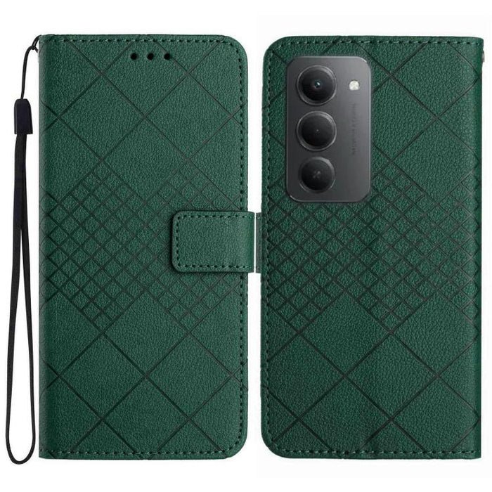 Funda de cuero para teléfono con textura de cuadrícula rómbica, For Redmi A7 Pro 171mm / Poco C85x 5G, For Redmi Note 15 Pro+ 5G Global 163.3mm, For Redmi Note 15 5G Global 164mm, For Redmi Note 15 Pro 4G Global 163.2mm                                 ...