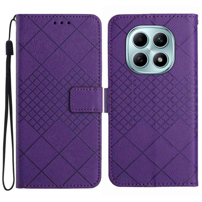 Funda de cuero para teléfono con textura de cuadrícula rómbica, For Redmi A7 Pro 171mm / Poco C85x 5G, For Redmi Note 15 Pro+ 5G Global 163.3mm, For Redmi Note 15 5G Global 164mm, For Redmi Note 15 Pro 4G Global 163.2mm                                 ...