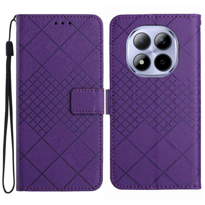 Funda de cuero para teléfono con textura de cuadrícula rómbica, For Redmi A7 Pro 171mm / Poco C85x 5G, For Redmi Note 15 Pro+ 5G Global 163.3mm, For Redmi Note 15 5G Global 164mm, For Redmi Note 15 Pro 4G Global 163.2mm                                 ...