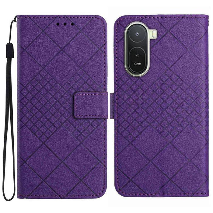 Funda de cuero para teléfono con textura de cuadrícula rómbica, For Redmi A7 Pro 171mm / Poco C85x 5G, For Redmi Note 15 Pro+ 5G Global 163.3mm, For Redmi Note 15 5G Global 164mm, For Redmi Note 15 Pro 4G Global 163.2mm                                 ...