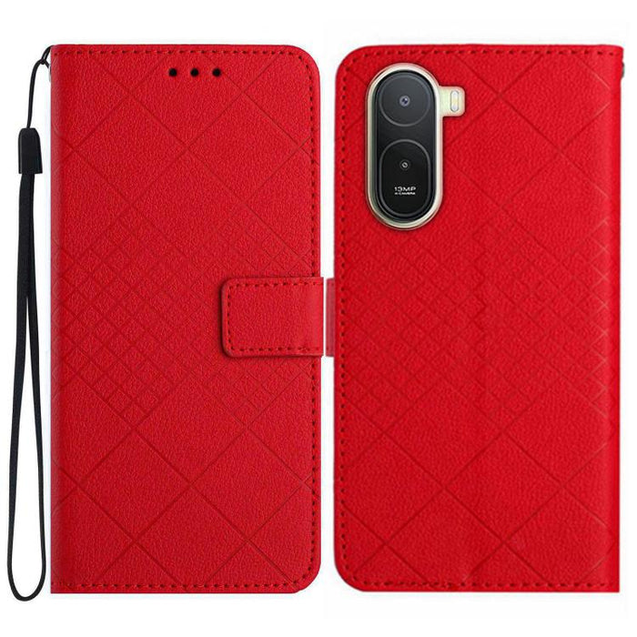 Funda de cuero para teléfono con textura de cuadrícula rómbica, For Redmi A7 Pro 171mm / Poco C85x 5G, For Redmi Note 15 Pro+ 5G Global 163.3mm, For Redmi Note 15 5G Global 164mm, For Redmi Note 15 Pro 4G Global 163.2mm                                 ...