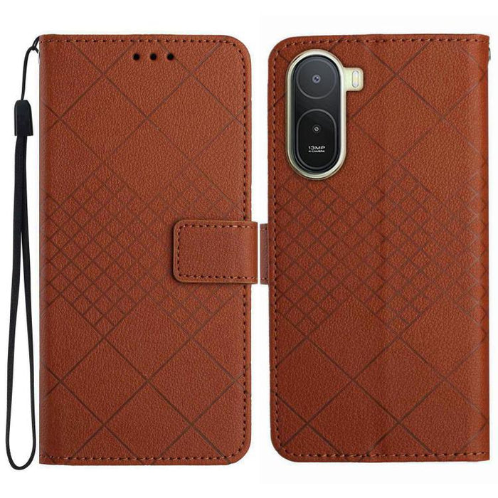 Funda de cuero para teléfono con textura de cuadrícula rómbica, For Redmi A7 Pro 171mm / Poco C85x 5G, For Redmi Note 15 Pro+ 5G Global 163.3mm, For Redmi Note 15 5G Global 164mm, For Redmi Note 15 Pro 4G Global 163.2mm                                 ...