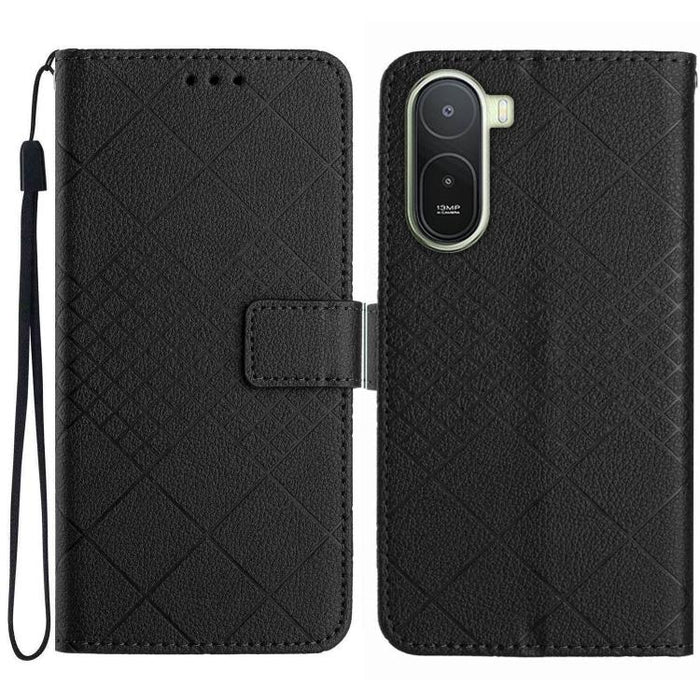 Funda de cuero para teléfono con textura de cuadrícula rómbica, For Redmi A7 Pro 171mm / Poco C85x 5G, For Redmi Note 15 Pro+ 5G Global 163.3mm, For Redmi Note 15 5G Global 164mm, For Redmi Note 15 Pro 4G Global 163.2mm                                 ...