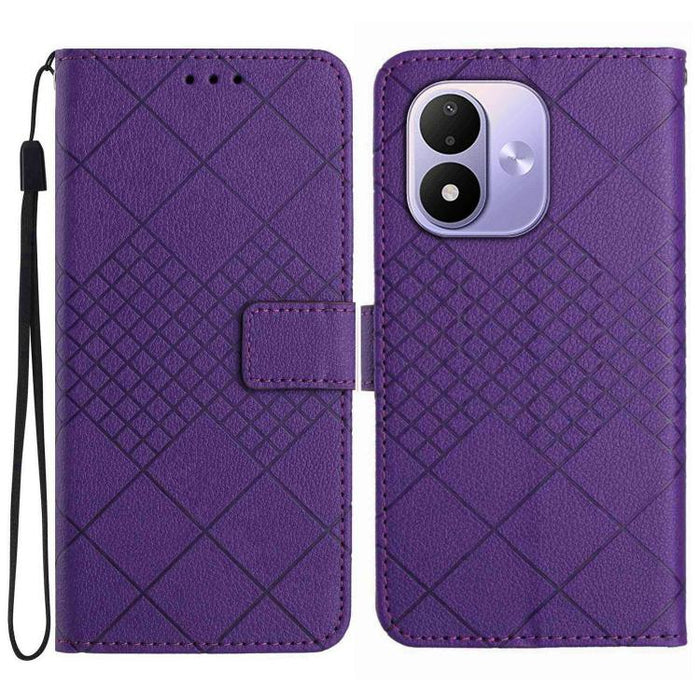Funda de cuero para teléfono con textura de cuadrícula rómbica, For Redmi A7 Pro 171mm / Poco C85x 5G, For Redmi Note 15 Pro+ 5G Global 163.3mm, For Redmi Note 15 5G Global 164mm, For Redmi Note 15 Pro 4G Global 163.2mm                                 ...