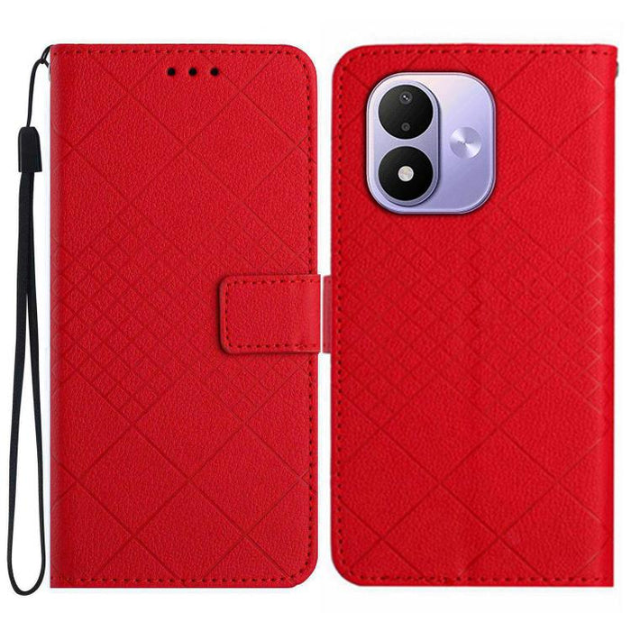Funda de cuero para teléfono con textura de cuadrícula rómbica, For Redmi A7 Pro 171mm / Poco C85x 5G, For Redmi Note 15 Pro+ 5G Global 163.3mm, For Redmi Note 15 5G Global 164mm, For Redmi Note 15 Pro 4G Global 163.2mm                                 ...