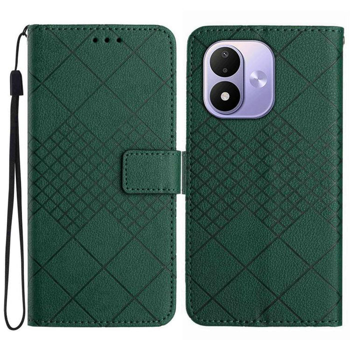 Funda de cuero para teléfono con textura de cuadrícula rómbica, For Redmi A7 Pro 171mm / Poco C85x 5G, For Redmi Note 15 Pro+ 5G Global 163.3mm, For Redmi Note 15 5G Global 164mm, For Redmi Note 15 Pro 4G Global 163.2mm                                 ...