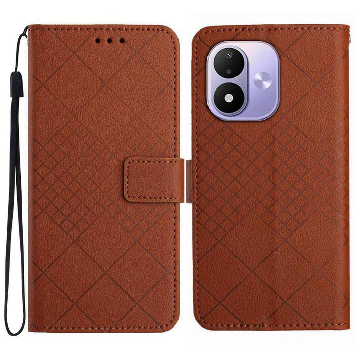 Funda de cuero para teléfono con textura de cuadrícula rómbica, For Redmi A7 Pro 171mm / Poco C85x 5G, For Redmi Note 15 Pro+ 5G Global 163.3mm, For Redmi Note 15 5G Global 164mm, For Redmi Note 15 Pro 4G Global 163.2mm                                 ...