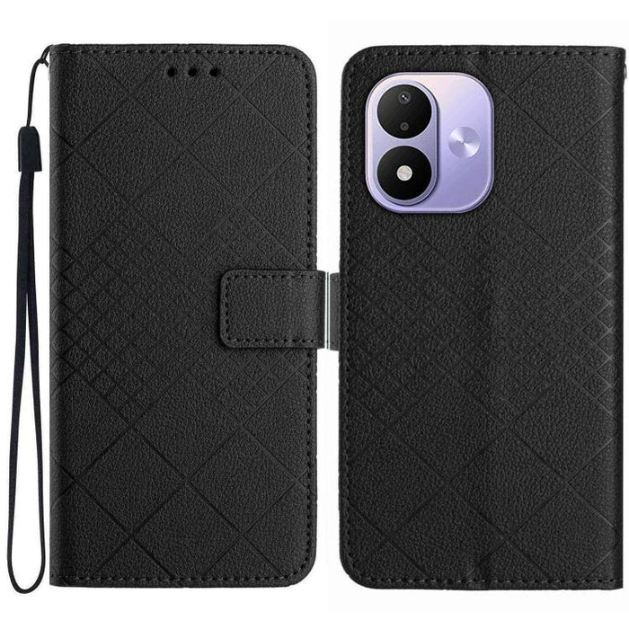 Funda de cuero para teléfono con textura de cuadrícula rómbica, For Redmi A7 Pro 171mm / Poco C85x 5G, For Redmi Note 15 Pro+ 5G Global 163.3mm, For Redmi Note 15 5G Global 164mm, For Redmi Note 15 Pro 4G Global 163.2mm                                 ...