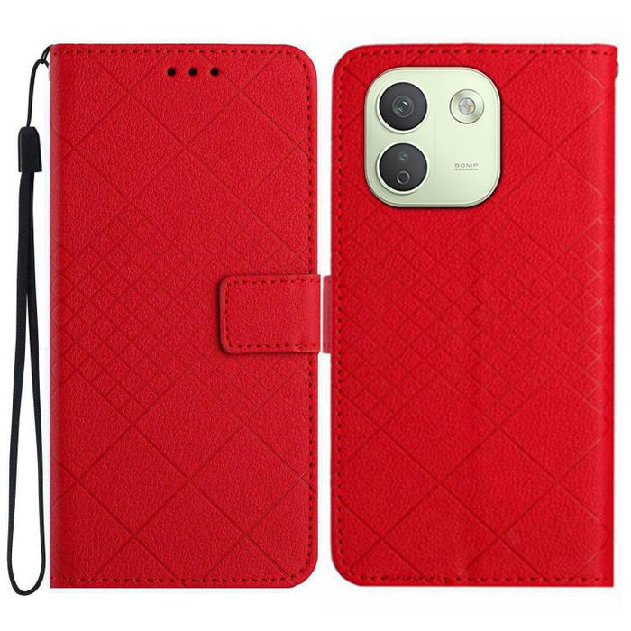 Funda de cuero para teléfono con textura de cuadrícula rómbica, For Redmi A7 Pro 171mm / Poco C85x 5G, For Redmi Note 15 Pro+ 5G Global 163.3mm, For Redmi Note 15 5G Global 164mm, For Redmi Note 15 Pro 4G Global 163.2mm                                 ...