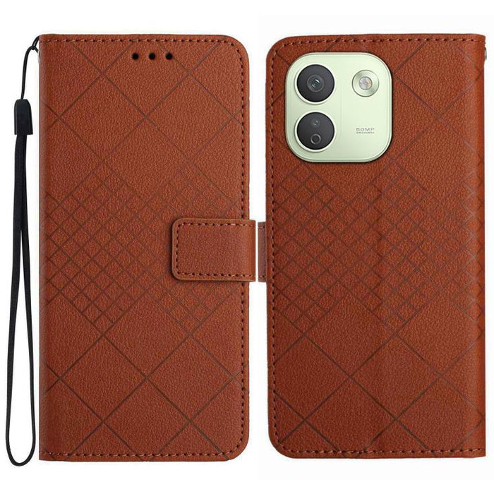 Funda de cuero para teléfono con textura de cuadrícula rómbica, For Redmi A7 Pro 171mm / Poco C85x 5G, For Redmi Note 15 Pro+ 5G Global 163.3mm, For Redmi Note 15 5G Global 164mm, For Redmi Note 15 Pro 4G Global 163.2mm                                 ...