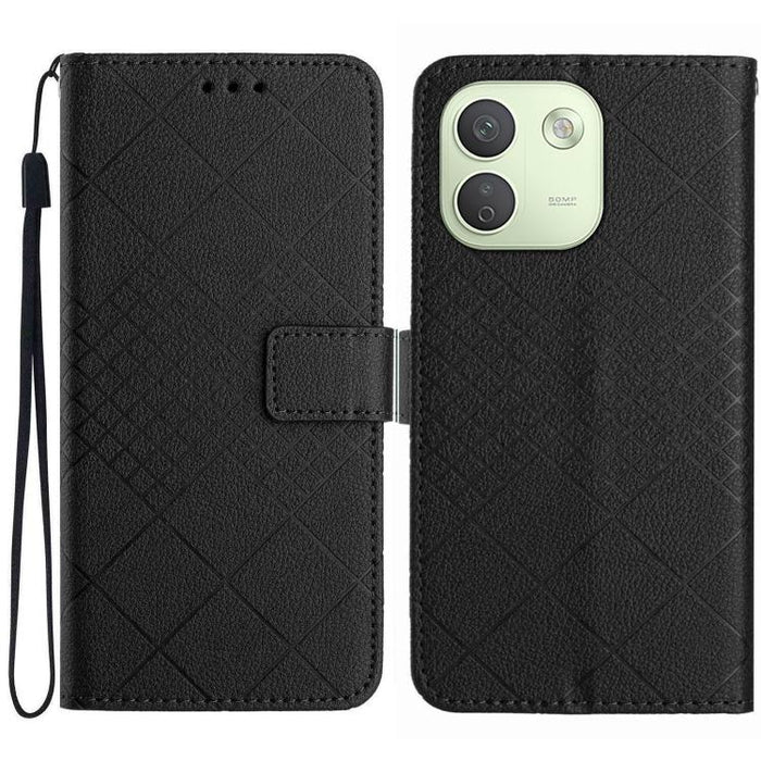 Funda de cuero para teléfono con textura de cuadrícula rómbica, For Redmi A7 Pro 171mm / Poco C85x 5G, For Redmi Note 15 Pro+ 5G Global 163.3mm, For Redmi Note 15 5G Global 164mm, For Redmi Note 15 Pro 4G Global 163.2mm                                 ...