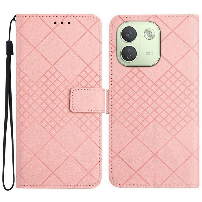 Funda de cuero para teléfono con textura de cuadrícula rómbica, For Redmi A7 Pro 171mm / Poco C85x 5G, For Redmi Note 15 Pro+ 5G Global 163.3mm, For Redmi Note 15 5G Global 164mm, For Redmi Note 15 Pro 4G Global 163.2mm                                 ...