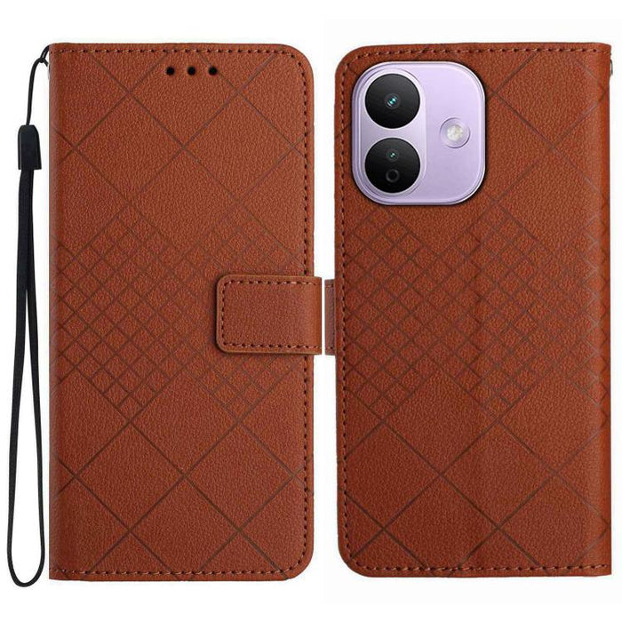 Funda de cuero para teléfono con textura de cuadrícula rómbica, For Redmi A7 Pro 171mm / Poco C85x 5G, For Redmi Note 15 Pro+ 5G Global 163.3mm, For Redmi Note 15 5G Global 164mm, For Redmi Note 15 Pro 4G Global 163.2mm                                 ...
