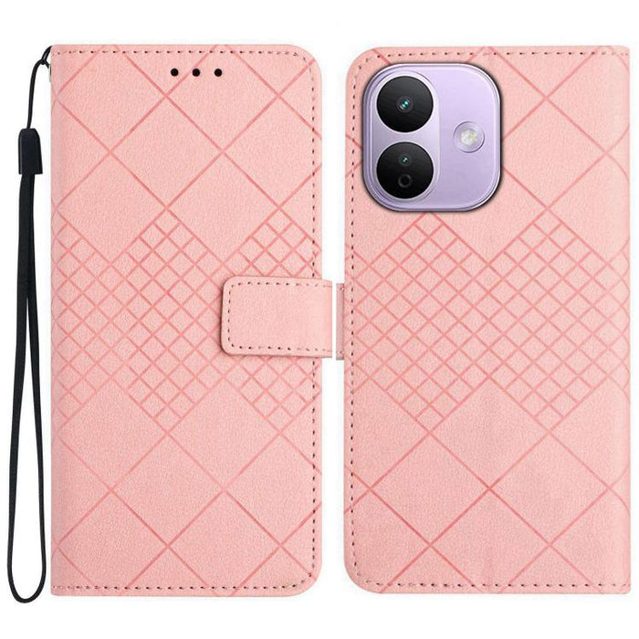 Funda de cuero para teléfono con textura de cuadrícula rómbica, For Redmi A7 Pro 171mm / Poco C85x 5G, For Redmi Note 15 Pro+ 5G Global 163.3mm, For Redmi Note 15 5G Global 164mm, For Redmi Note 15 Pro 4G Global 163.2mm                                 ...