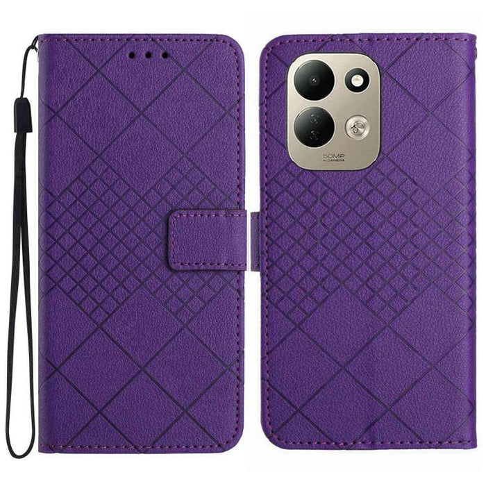 Funda de cuero para teléfono con textura de cuadrícula rómbica, For Redmi A7 Pro 171mm / Poco C85x 5G, For Redmi Note 15 Pro+ 5G Global 163.3mm, For Redmi Note 15 5G Global 164mm, For Redmi Note 15 Pro 4G Global 163.2mm                                 ...