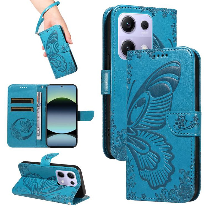 Funda de cuero para teléfono con relieve de mariposa de cola de golondrina, For Redmi K90 Pro Max/Poco F8 Ultra, For Redmi K90/Poco F8 Pro, For Redmi 15C 5G / 4G EU 173mm, For Redmi 15 5G Global / 15 4G SEA 169.5mm, For Redmi 15 5G / 4G EU 171mm       ...