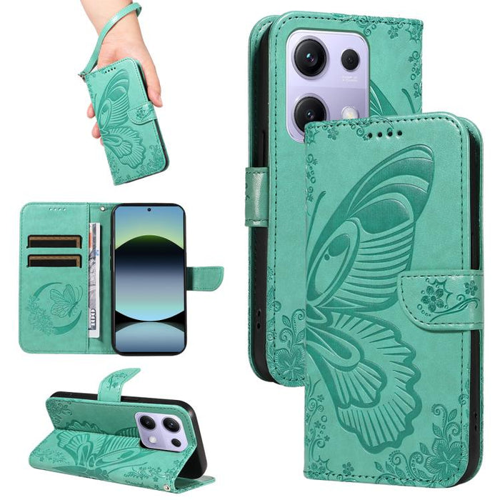 Funda de cuero para teléfono con relieve de mariposa de cola de golondrina, For Redmi K90 Pro Max/Poco F8 Ultra, For Redmi K90/Poco F8 Pro, For Redmi 15C 5G / 4G EU 173mm, For Redmi 15 5G Global / 15 4G SEA 169.5mm, For Redmi 15 5G / 4G EU 171mm       ...