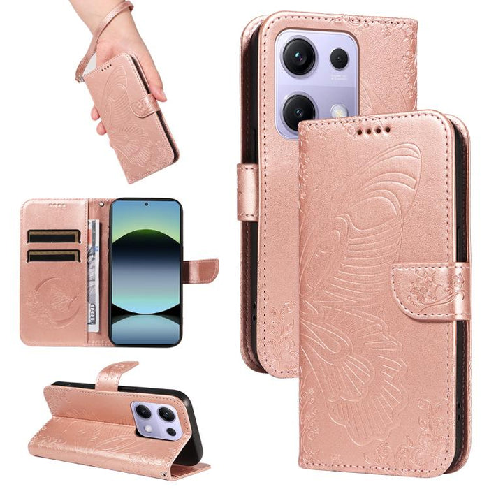 Funda de cuero para teléfono con relieve de mariposa de cola de golondrina, For Redmi K90 Pro Max/Poco F8 Ultra, For Redmi K90/Poco F8 Pro, For Redmi 15C 5G / 4G EU 173mm, For Redmi 15 5G Global / 15 4G SEA 169.5mm, For Redmi 15 5G / 4G EU 171mm       ...