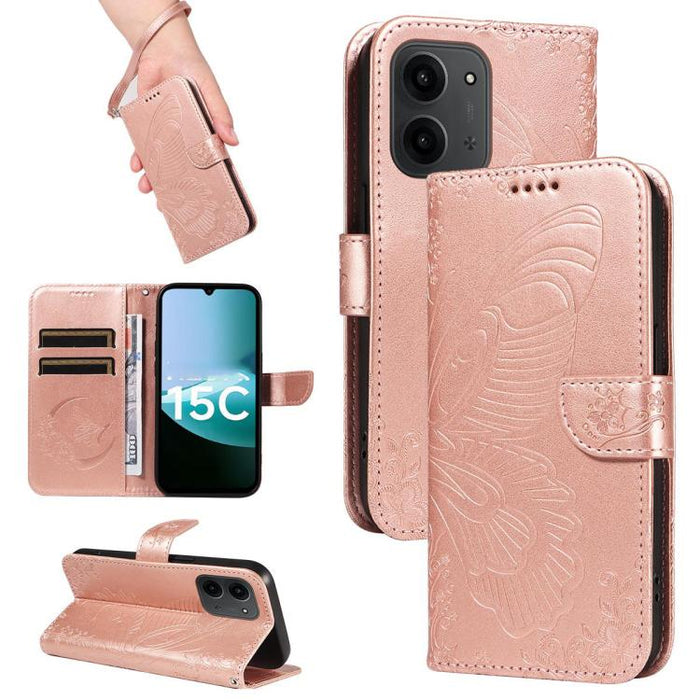 Funda de cuero para teléfono con relieve de mariposa de cola de golondrina, For Redmi K90 Pro Max/Poco F8 Ultra, For Redmi K90/Poco F8 Pro, For Redmi 15C 5G / 4G EU 173mm, For Redmi 15 5G Global / 15 4G SEA 169.5mm, For Redmi 15 5G / 4G EU 171mm       ...