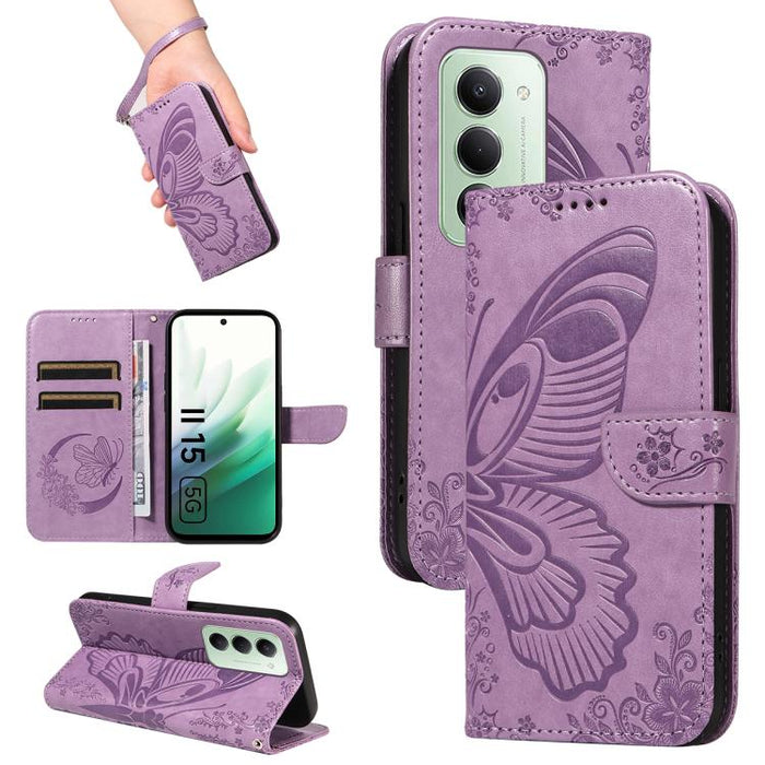 Funda de cuero para teléfono con relieve de mariposa de cola de golondrina, For Redmi K90 Pro Max/Poco F8 Ultra, For Redmi K90/Poco F8 Pro, For Redmi 15C 5G / 4G EU 173mm, For Redmi 15 5G Global / 15 4G SEA 169.5mm, For Redmi 15 5G / 4G EU 171mm       ...