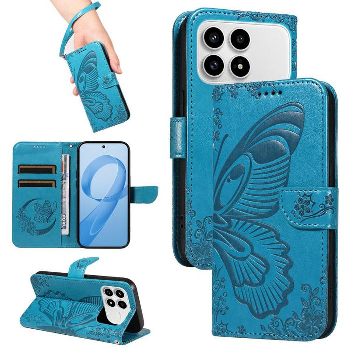 Funda de cuero para teléfono con relieve de mariposa de cola de golondrina, For Redmi K90 Pro Max/Poco F8 Ultra, For Redmi K90/Poco F8 Pro, For Redmi 15C 5G / 4G EU 173mm, For Redmi 15 5G Global / 15 4G SEA 169.5mm, For Redmi 15 5G / 4G EU 171mm       ...