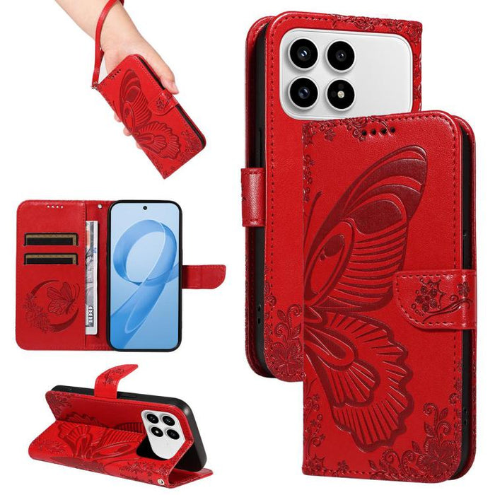 Funda de cuero para teléfono con relieve de mariposa de cola de golondrina, For Redmi K90 Pro Max/Poco F8 Ultra, For Redmi K90/Poco F8 Pro, For Redmi 15C 5G / 4G EU 173mm, For Redmi 15 5G Global / 15 4G SEA 169.5mm, For Redmi 15 5G / 4G EU 171mm       ...