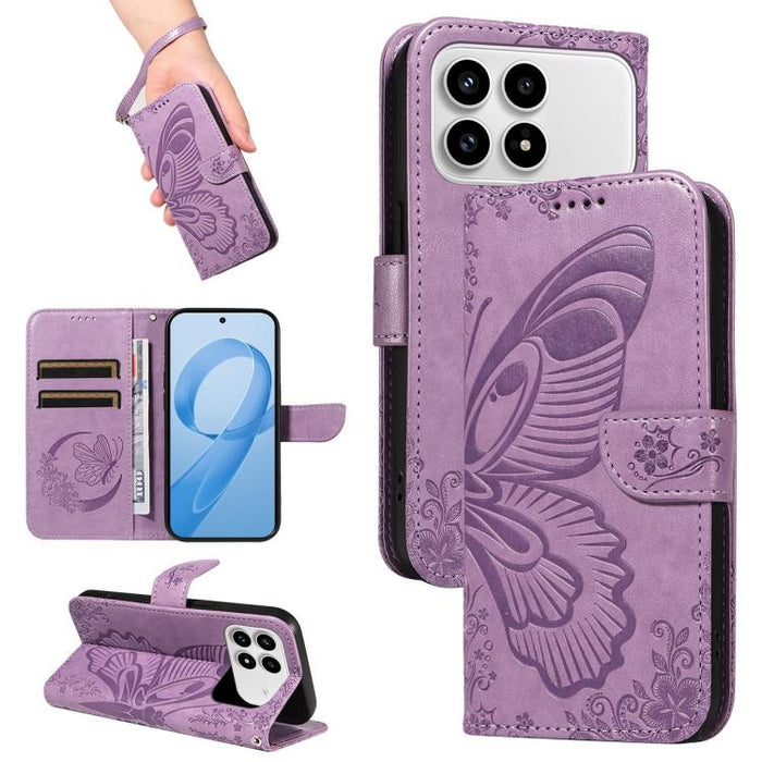 Funda de cuero para teléfono con relieve de mariposa de cola de golondrina, For Redmi K90 Pro Max/Poco F8 Ultra, For Redmi K90/Poco F8 Pro, For Redmi 15C 5G / 4G EU 173mm, For Redmi 15 5G Global / 15 4G SEA 169.5mm, For Redmi 15 5G / 4G EU 171mm       ...