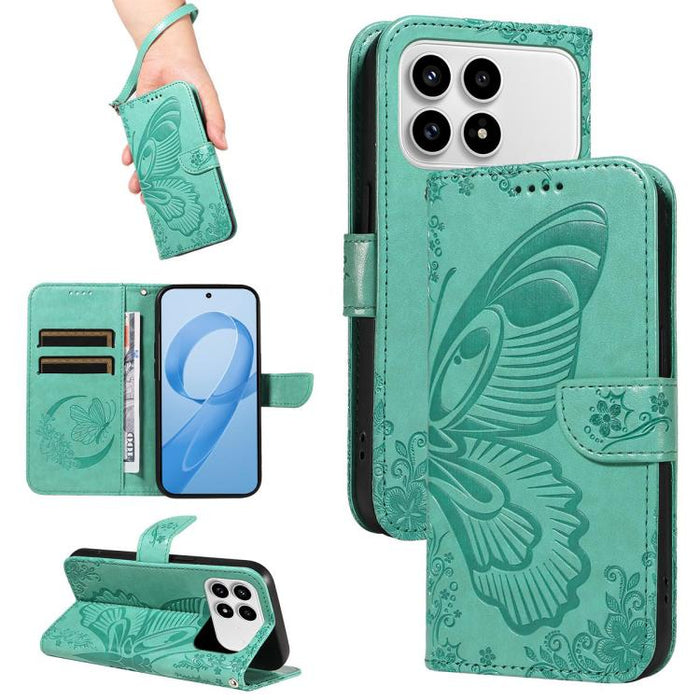 Funda de cuero para teléfono con relieve de mariposa de cola de golondrina, For Redmi K90 Pro Max/Poco F8 Ultra, For Redmi K90/Poco F8 Pro, For Redmi 15C 5G / 4G EU 173mm, For Redmi 15 5G Global / 15 4G SEA 169.5mm, For Redmi 15 5G / 4G EU 171mm       ...