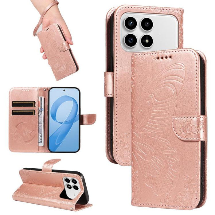 Funda de cuero para teléfono con relieve de mariposa de cola de golondrina, For Redmi K90 Pro Max/Poco F8 Ultra, For Redmi K90/Poco F8 Pro, For Redmi 15C 5G / 4G EU 173mm, For Redmi 15 5G Global / 15 4G SEA 169.5mm, For Redmi 15 5G / 4G EU 171mm       ...