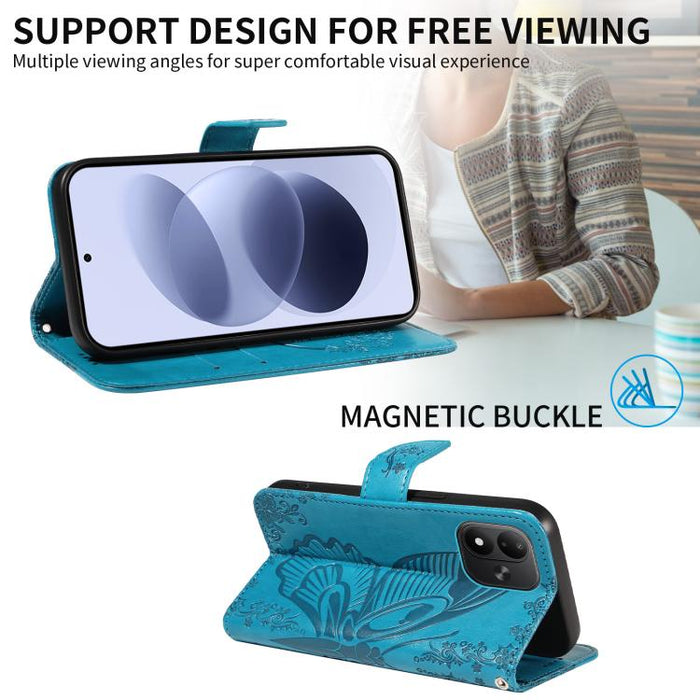 Funda de cuero para teléfono con relieve de mariposa de cola de golondrina, For Redmi K90 Pro Max/Poco F8 Ultra, For Redmi K90/Poco F8 Pro, For Redmi 15C 5G / 4G EU 173mm, For Redmi 15 5G Global / 15 4G SEA 169.5mm, For Redmi 15 5G / 4G EU 171mm       ...