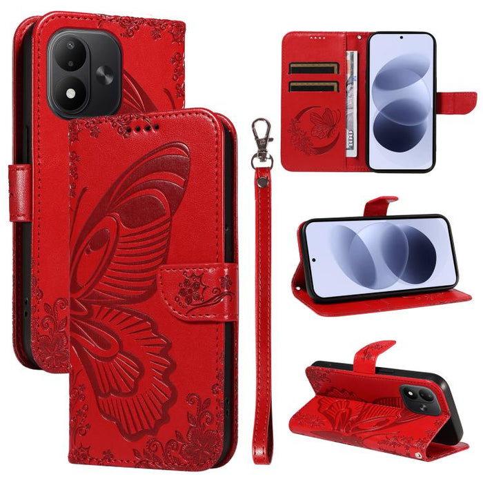 Funda de cuero para teléfono con relieve de mariposa de cola de golondrina, For Redmi K90 Pro Max/Poco F8 Ultra, For Redmi K90/Poco F8 Pro, For Redmi 15C 5G / 4G EU 173mm, For Redmi 15 5G Global / 15 4G SEA 169.5mm, For Redmi 15 5G / 4G EU 171mm       ...