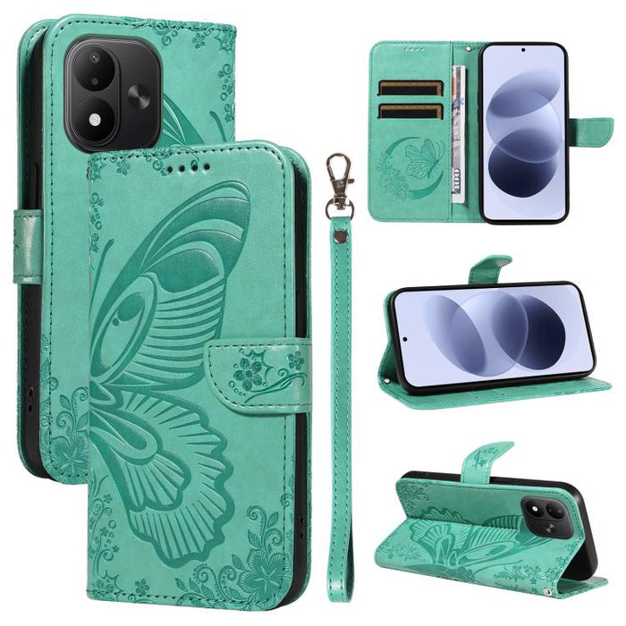 Funda de cuero para teléfono con relieve de mariposa de cola de golondrina, For Redmi K90 Pro Max/Poco F8 Ultra, For Redmi K90/Poco F8 Pro, For Redmi 15C 5G / 4G EU 173mm, For Redmi 15 5G Global / 15 4G SEA 169.5mm, For Redmi 15 5G / 4G EU 171mm       ...
