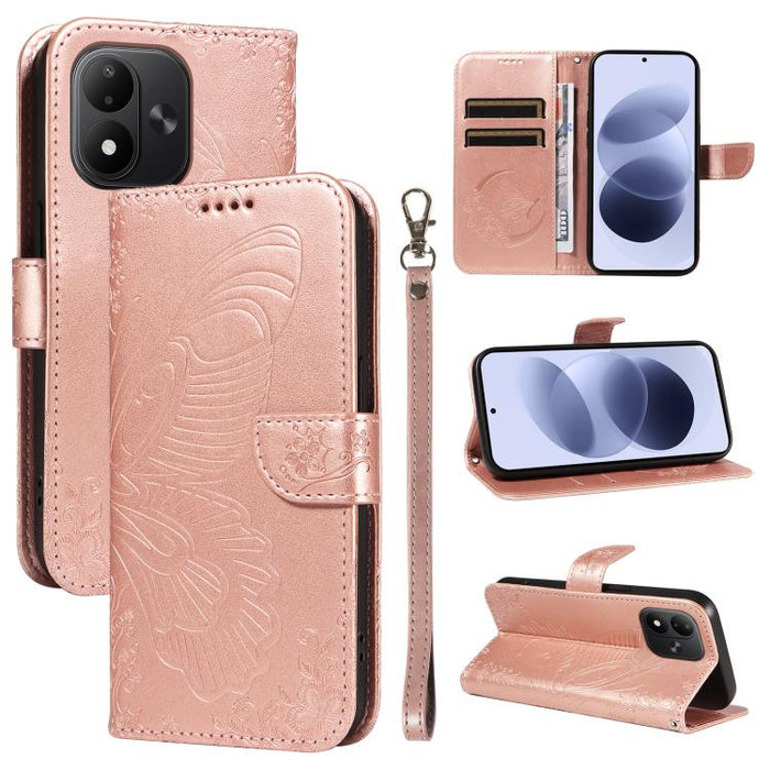 Funda de cuero para teléfono con relieve de mariposa de cola de golondrina, For Redmi K90 Pro Max/Poco F8 Ultra, For Redmi K90/Poco F8 Pro, For Redmi 15C 5G / 4G EU 173mm, For Redmi 15 5G Global / 15 4G SEA 169.5mm, For Redmi 15 5G / 4G EU 171mm       ...