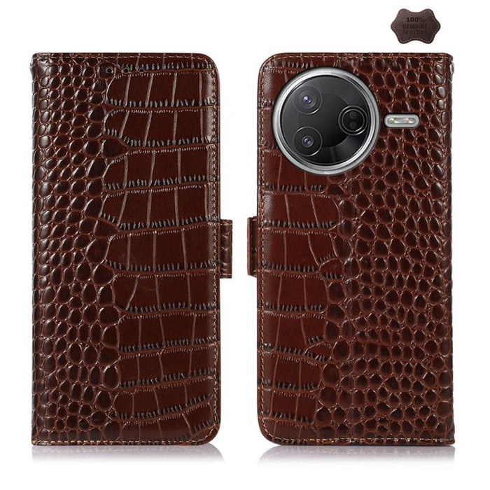 Funda para teléfono con capa superior de piel de vaca y efecto cocodrilo, For Redmi A7 Pro 171mm / Poco C85x 5G, For Redmi Turbo 5 Max / Poco X8 Pro Max, For Redmi Turbo 5 5G / Poco X8 Pro 5G, For Redmi Note 15 Pro+ 5G Global 163.3                     ...