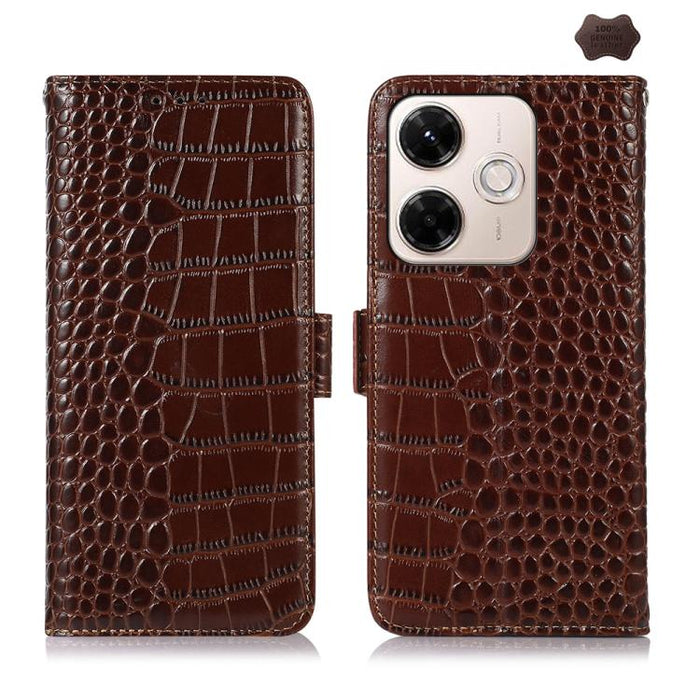 Funda para teléfono con capa superior de piel de vaca y efecto cocodrilo, For Redmi A7 Pro 171mm / Poco C85x 5G, For Redmi Turbo 5 Max / Poco X8 Pro Max, For Redmi Turbo 5 5G / Poco X8 Pro 5G, For Redmi Note 15 Pro+ 5G Global 163.3                     ...