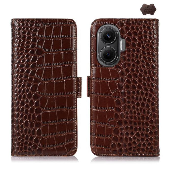 Funda para teléfono con capa superior de piel de vaca y efecto cocodrilo, For Redmi A7 Pro 171mm / Poco C85x 5G, For Redmi Turbo 5 Max / Poco X8 Pro Max, For Redmi Turbo 5 5G / Poco X8 Pro 5G, For Redmi Note 15 Pro+ 5G Global 163.3                     ...