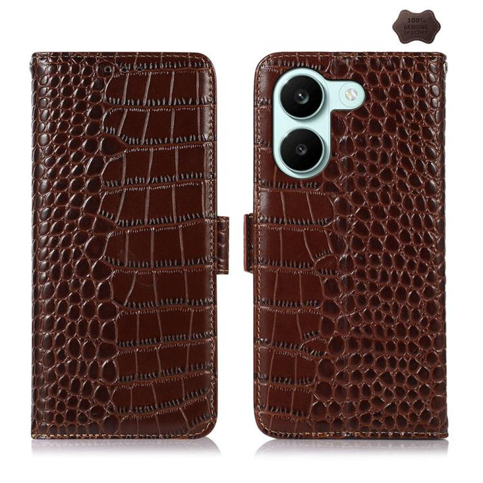 Funda para teléfono con capa superior de piel de vaca y efecto cocodrilo, For Redmi A7 Pro 171mm / Poco C85x 5G, For Redmi Turbo 5 Max / Poco X8 Pro Max, For Redmi Turbo 5 5G / Poco X8 Pro 5G, For Redmi Note 15 Pro+ 5G Global 163.3                     ...