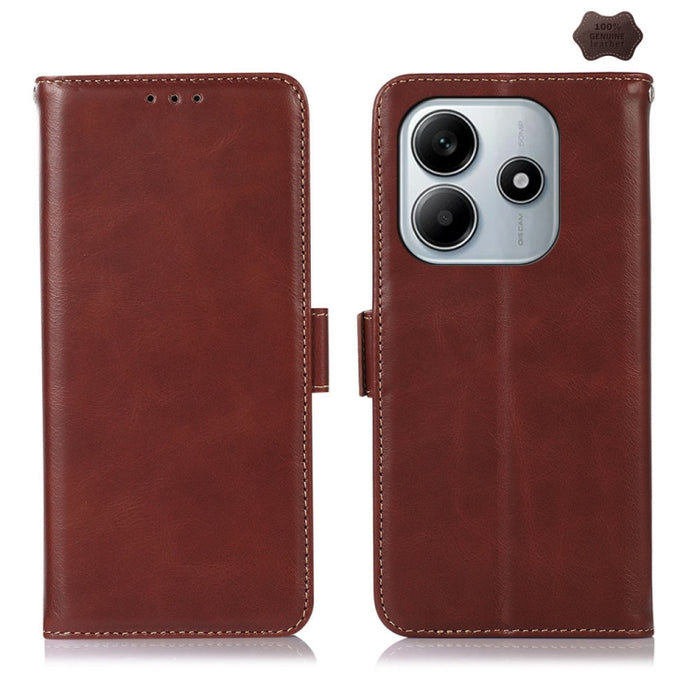 Funda para teléfono RFID de cuero genuino con textura de caballo loco magnético, For Redmi A7 Pro 171mm / Poco C85x 5G, For Redmi Turbo 5 Max / Poco X8 Pro Max, For Redmi Turbo 5 5G / Poco X8 Pro 5G, For Redmi Note 15 Pro+ 5G Global 163.3mm            ...