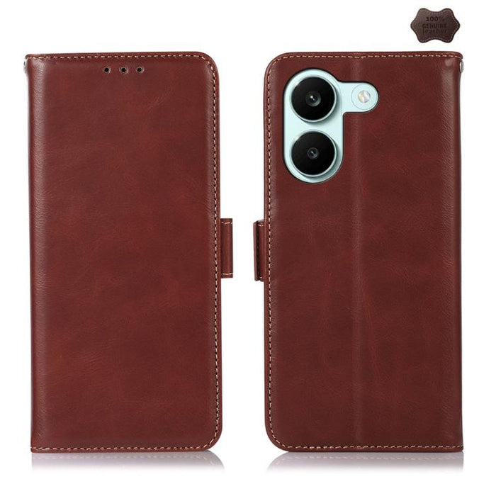 Funda para teléfono RFID de cuero genuino con textura de caballo loco magnético, For Redmi A7 Pro 171mm / Poco C85x 5G, For Redmi Turbo 5 Max / Poco X8 Pro Max, For Redmi Turbo 5 5G / Poco X8 Pro 5G, For Redmi Note 15 Pro+ 5G Global 163.3mm            ...
