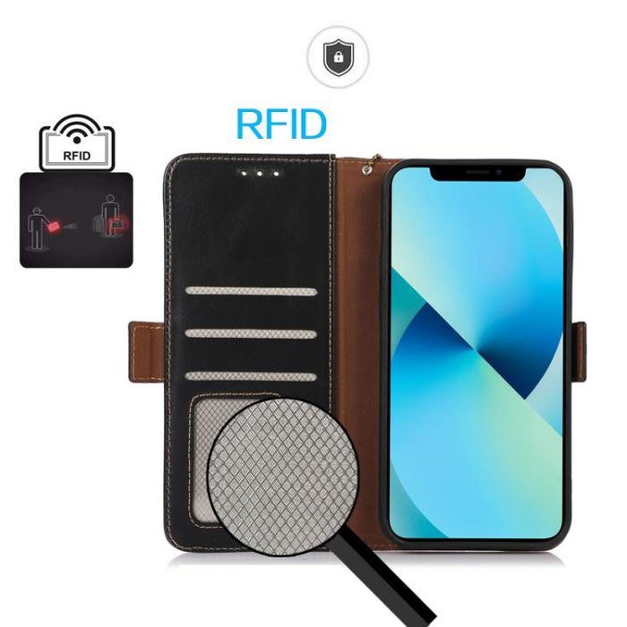 Funda para teléfono RFID de cuero genuino con textura de caballo loco magnético, For Redmi A7 Pro 171mm / Poco C85x 5G, For Redmi Turbo 5 Max / Poco X8 Pro Max, For Redmi Turbo 5 5G / Poco X8 Pro 5G, For Redmi Note 15 Pro+ 5G Global 163.3mm            ...